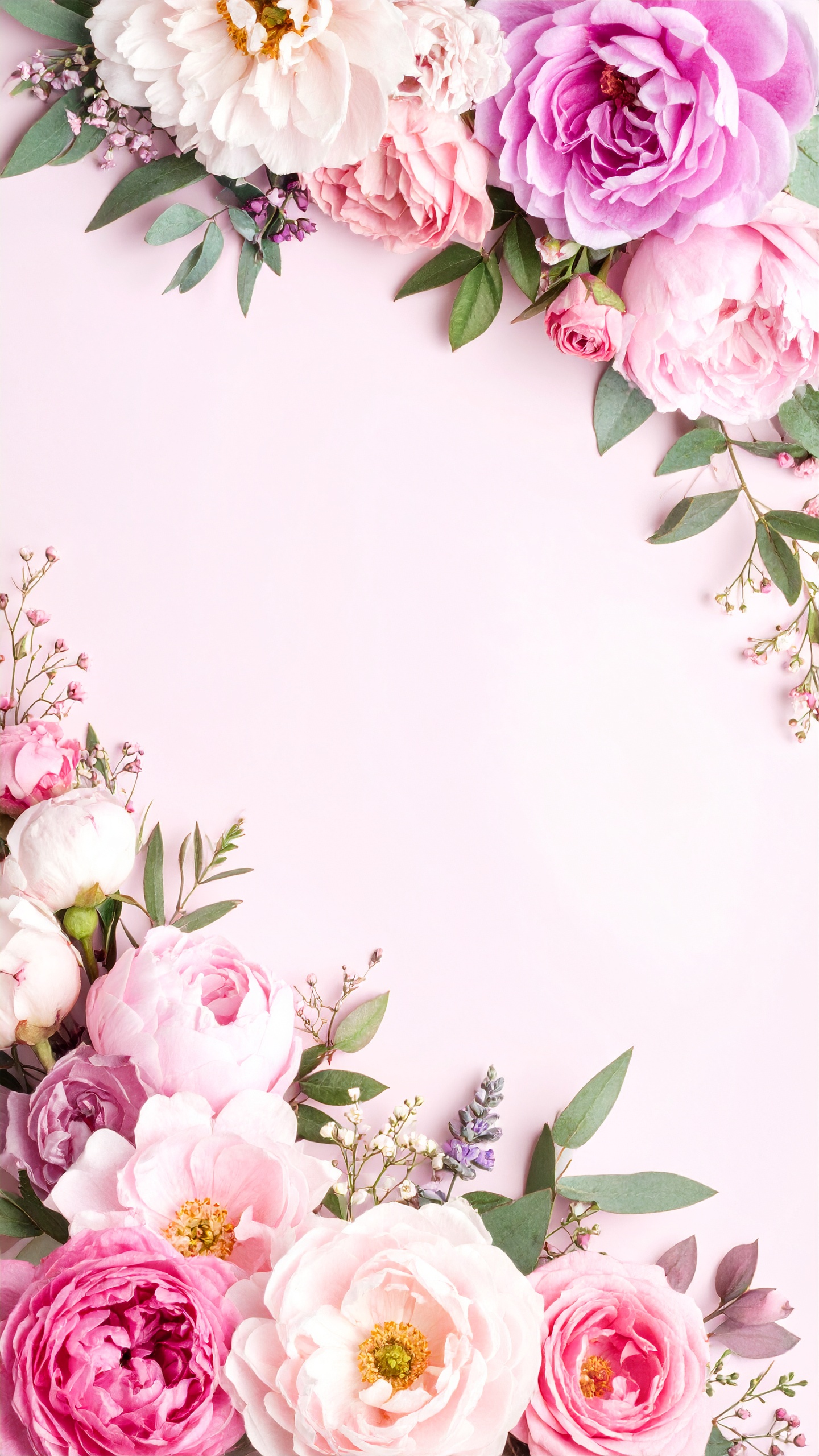 縦の水彩の花のおしゃれなピンクの背景画像