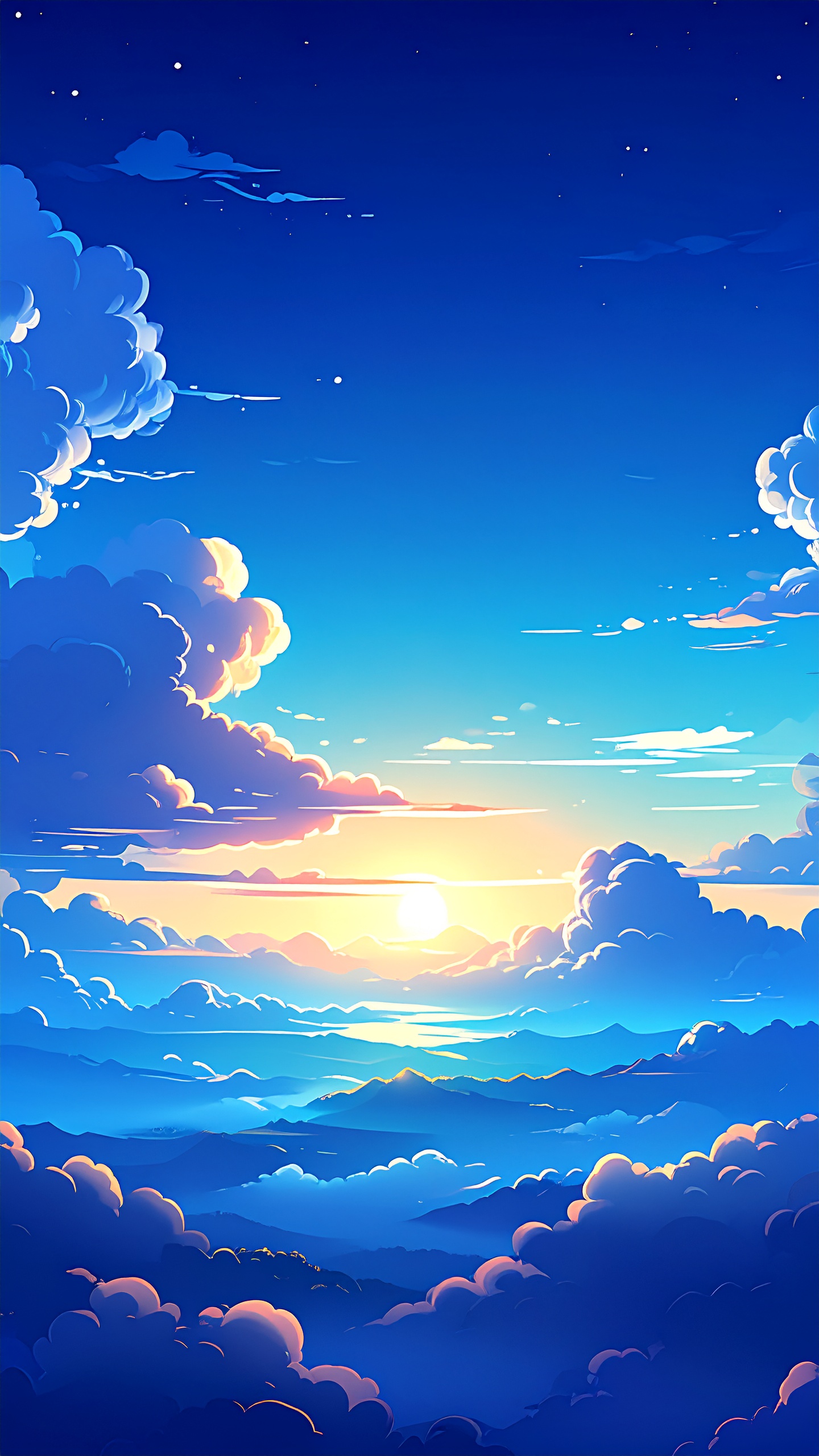 縦の夕方の空の背景フリー素材