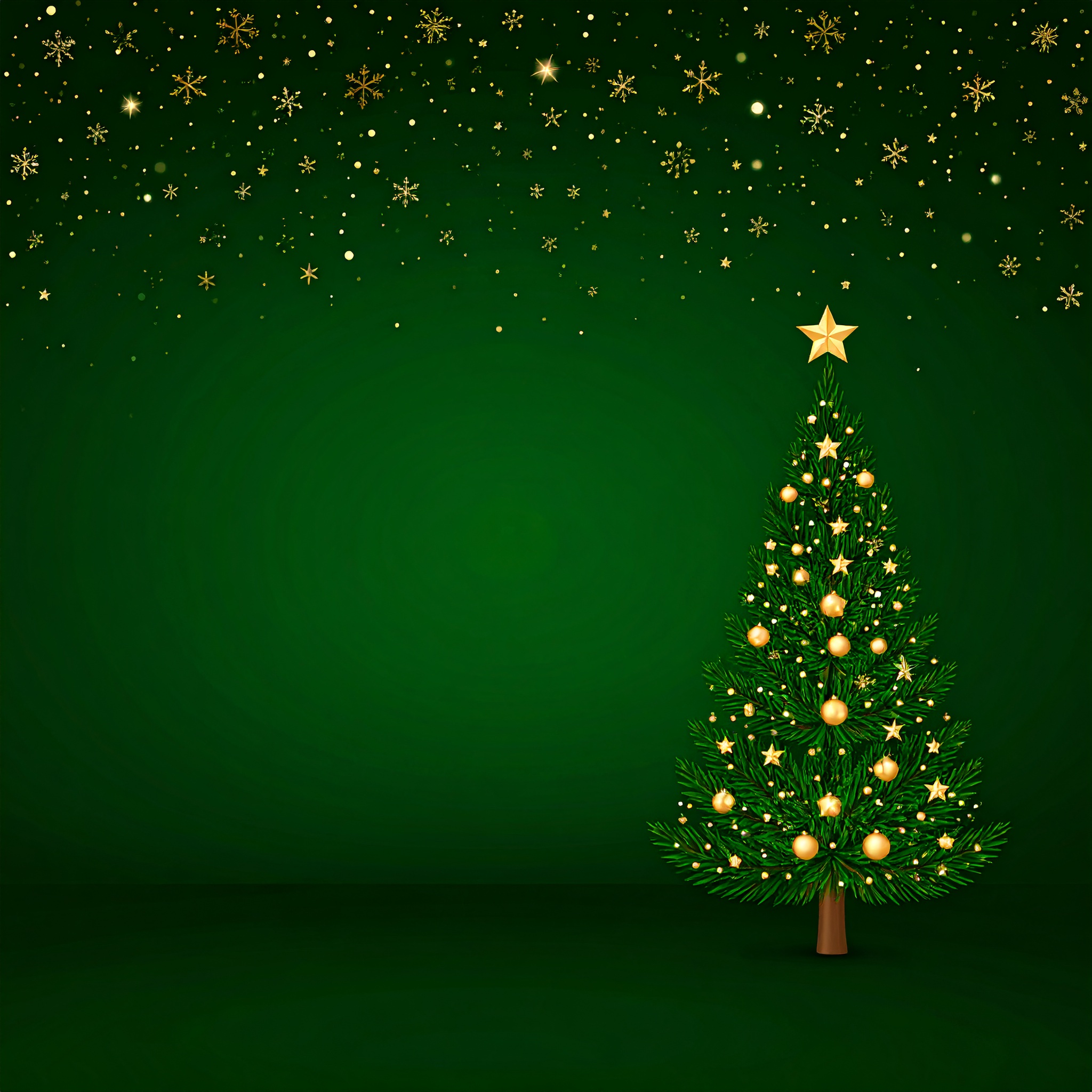 正方形のクリスマスツリーの緑色背景フリー素材