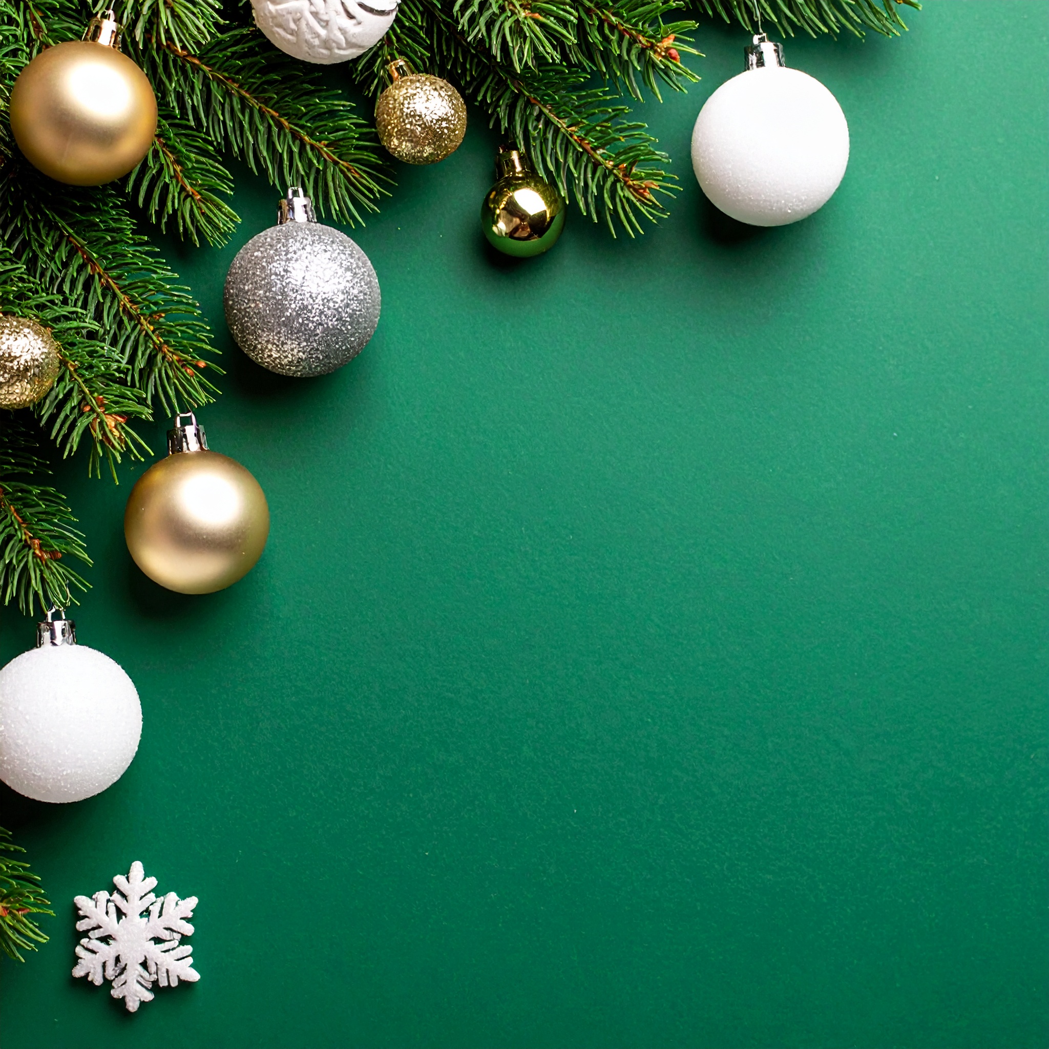 正方形のクリスマスのおしゃれな緑色背景フリー素材