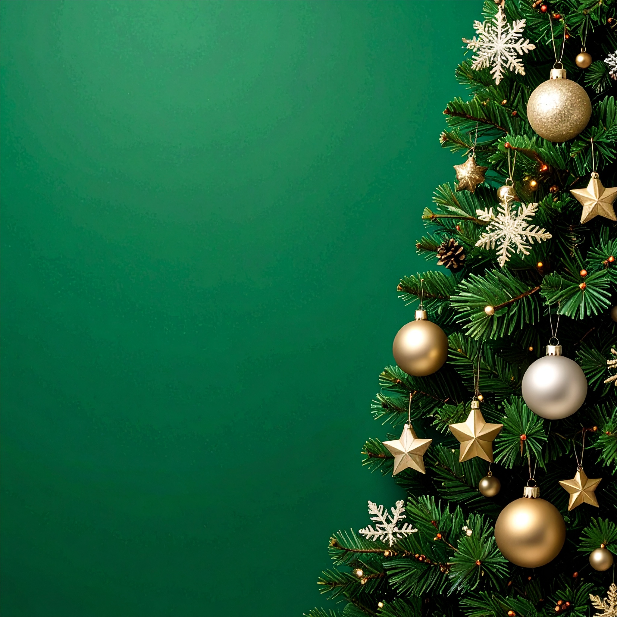 正方形のクリスマスの緑色背景フリー素材
