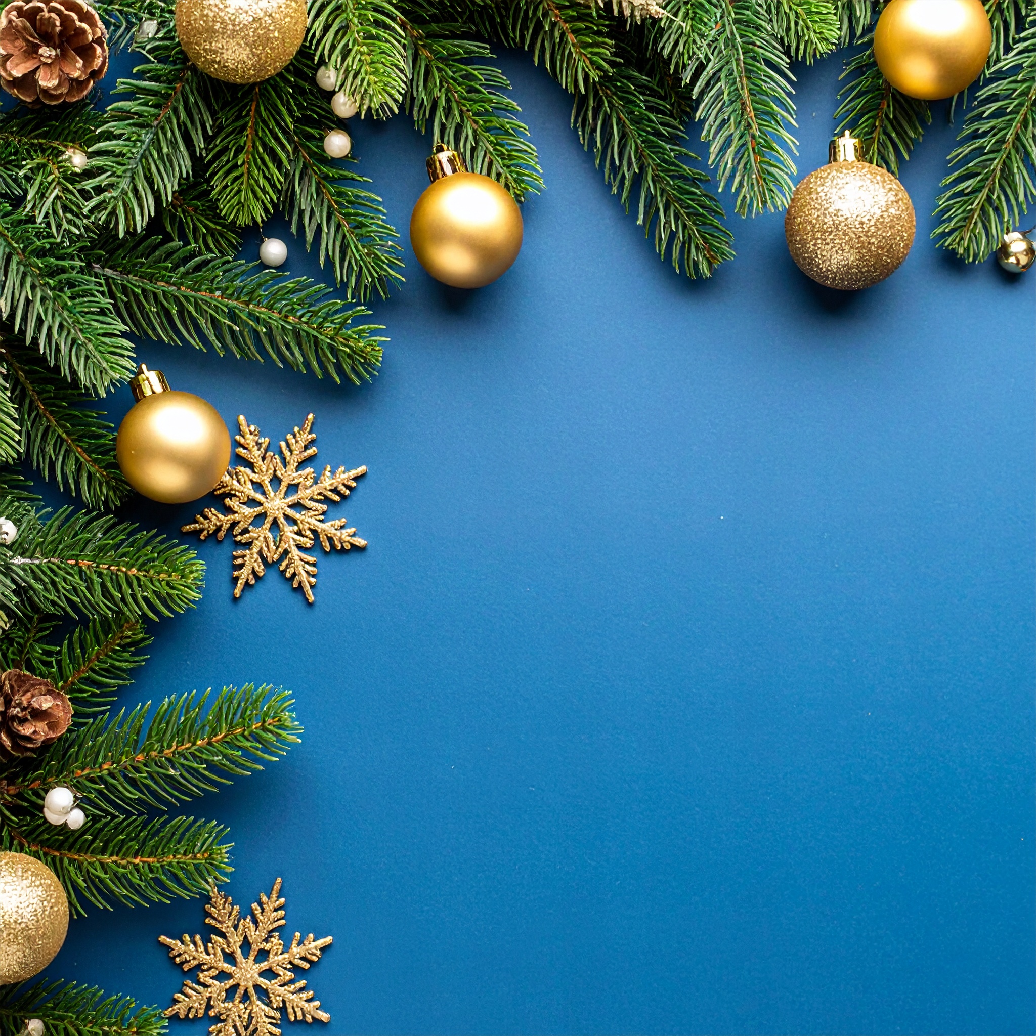 正方形のクリスマスの青色背景画像