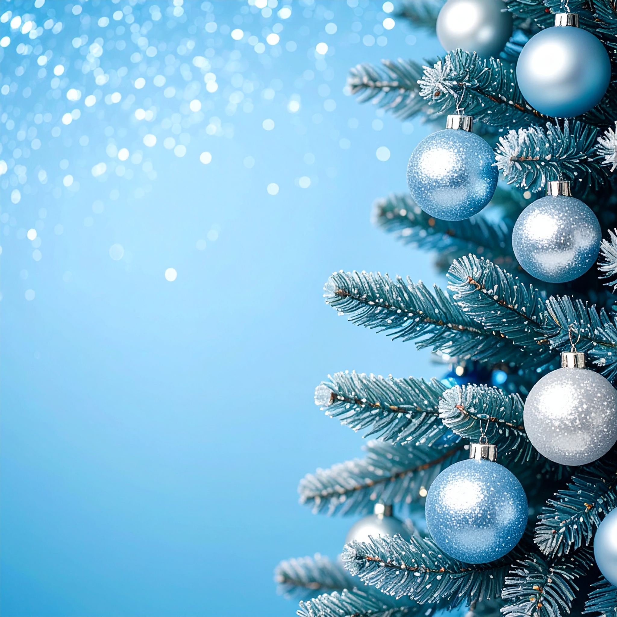 正方形のクリスマスの青色背景フリー素材