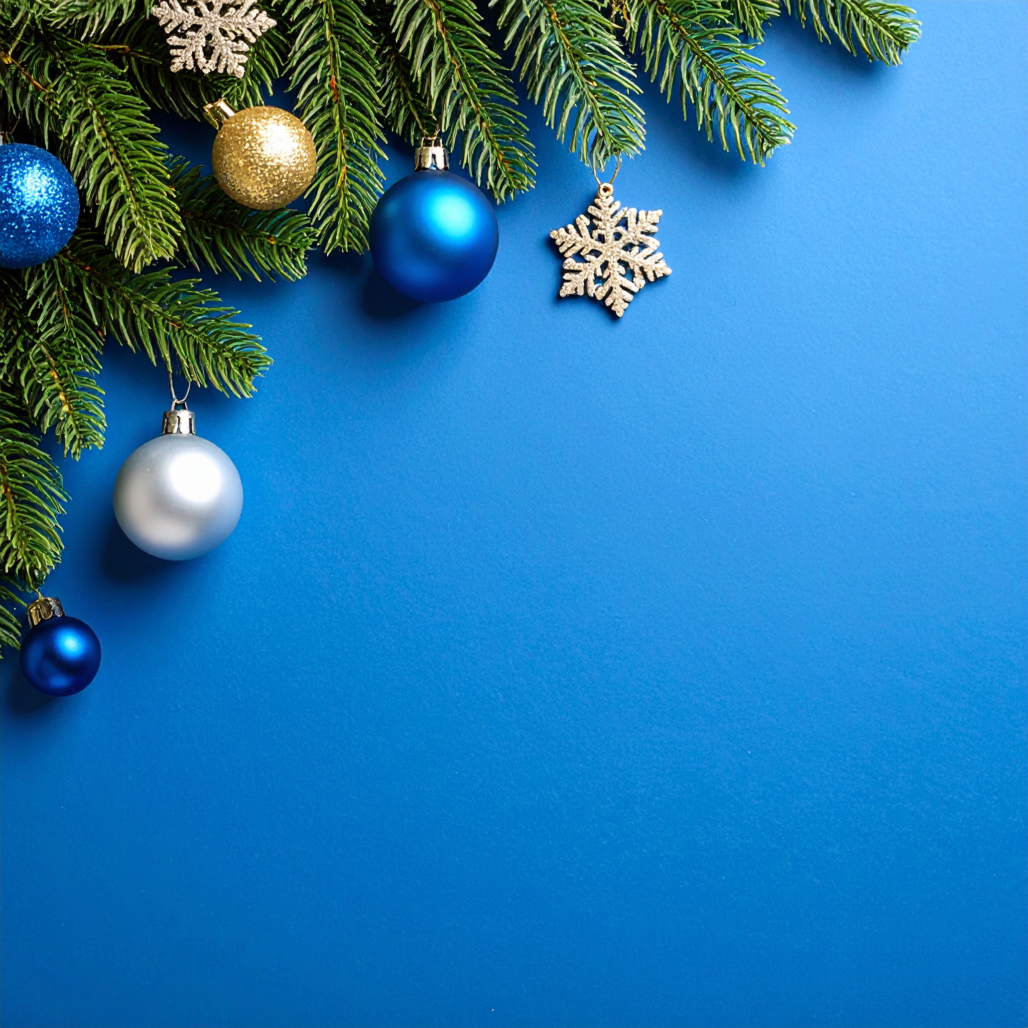 正方形のクリスマスの青色背景画像