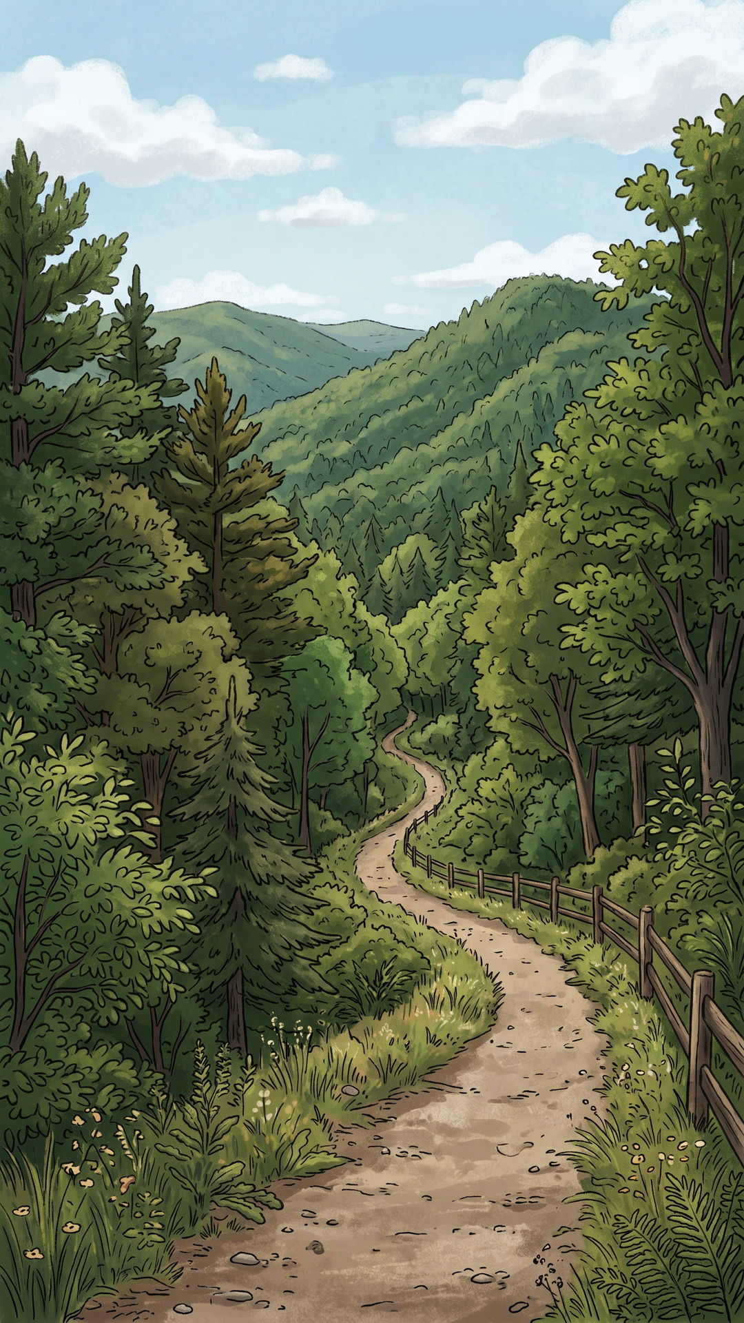 縦の森の山道の背景・フリー素材