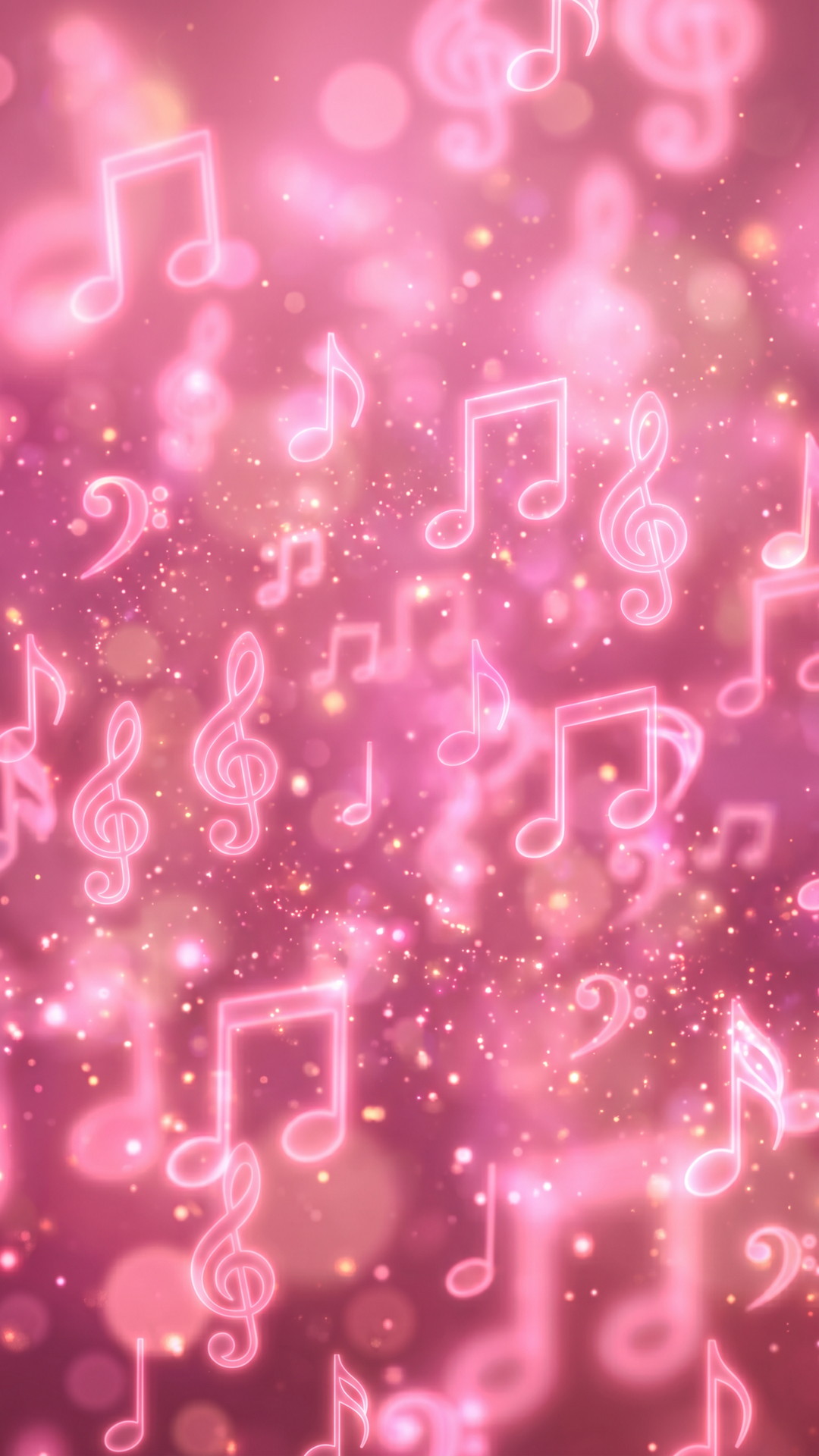 縦の音符のかわいいピンク色背景・フリー素材