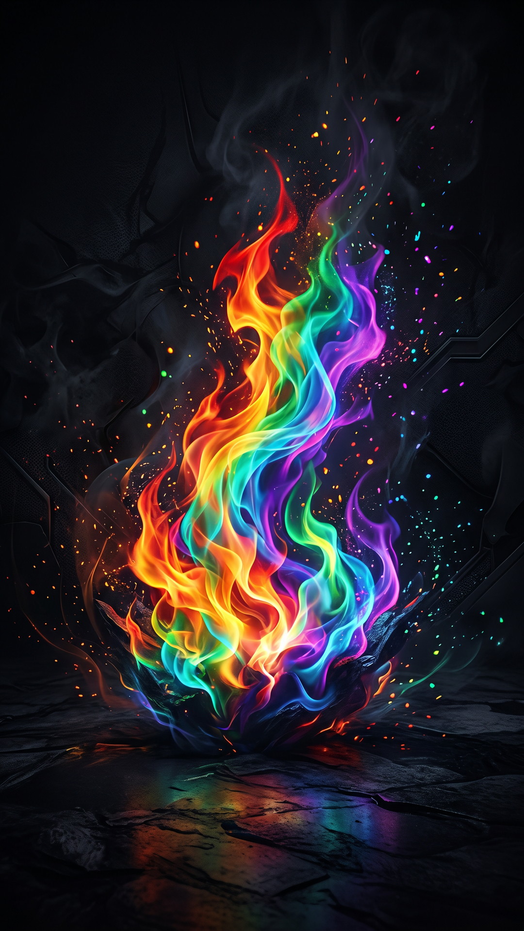 縦の虹色のかっこいい背景・フリー素材
