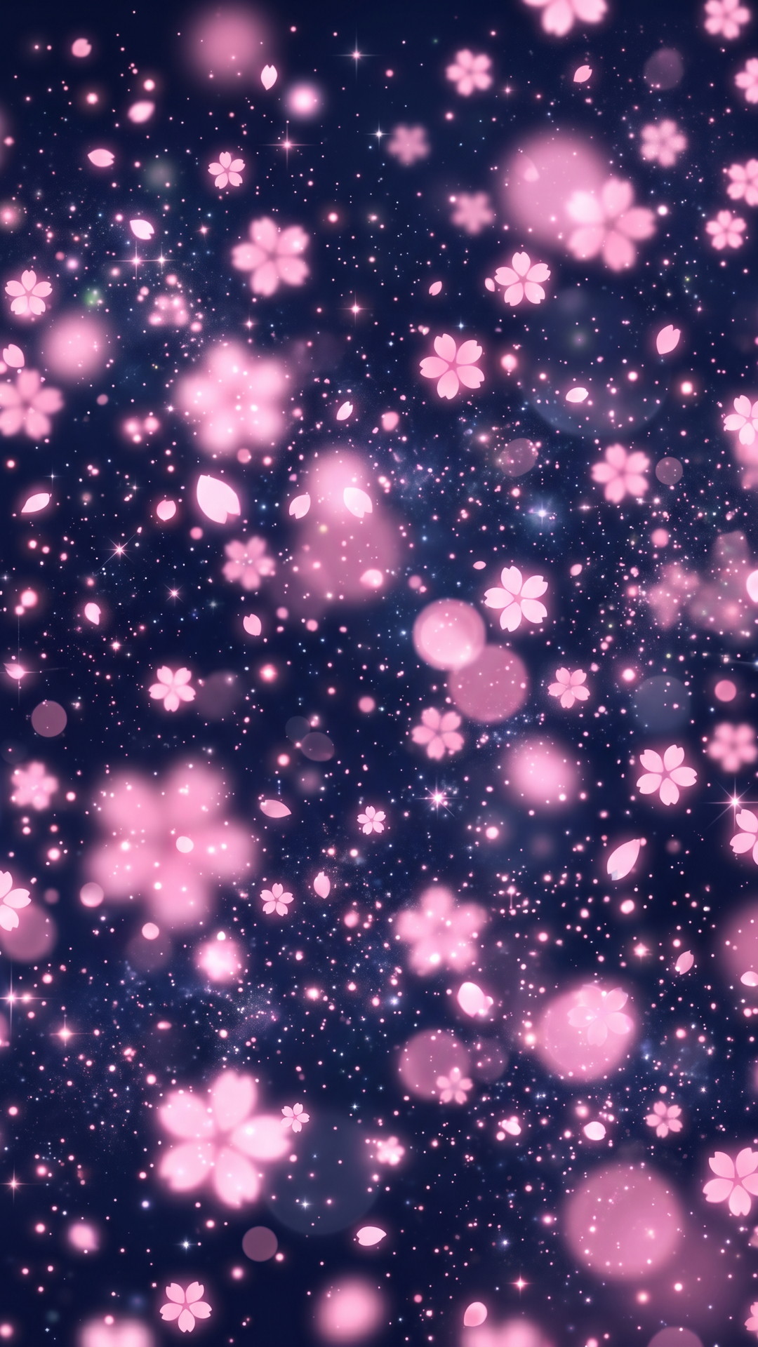縦の桜のおしゃれな紺色背景・フリー素材