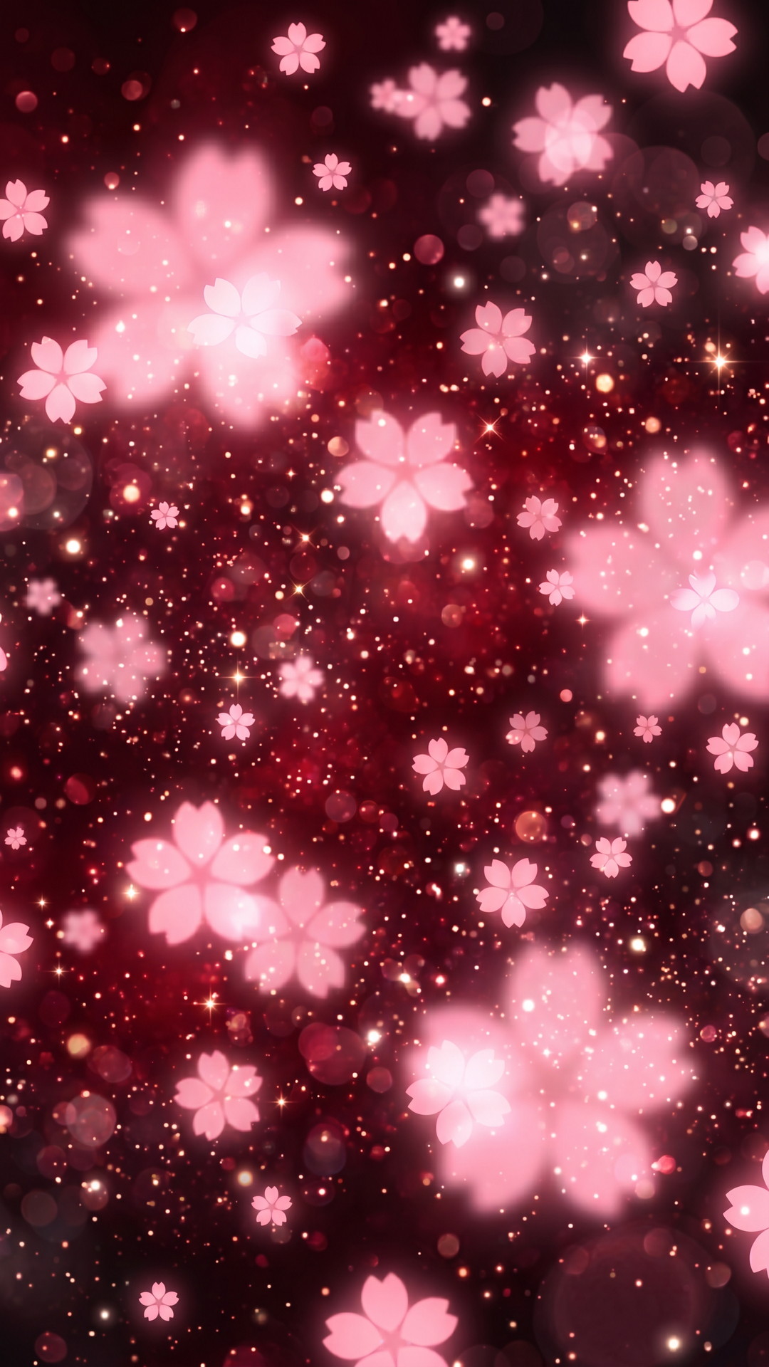 縦の桜のおしゃれな赤色背景・フリー素材