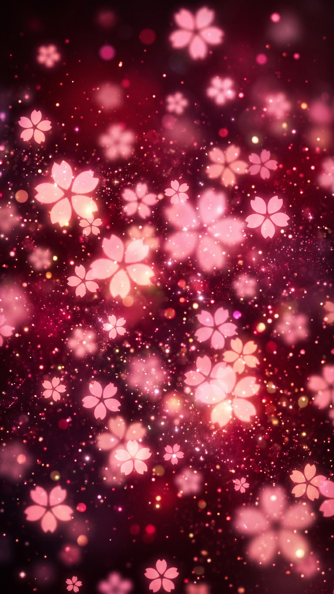 縦の桜のおしゃれな赤色背景・フリー素材