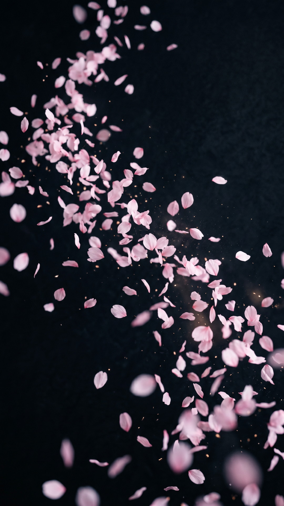 縦のかっこいい桜の和風・黒色背景・フリー素材